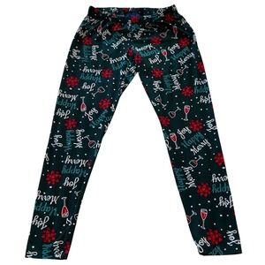 APT 9 Women's Green Holiday Christmas Pajama Lounge Pants Size S Festive Print‎